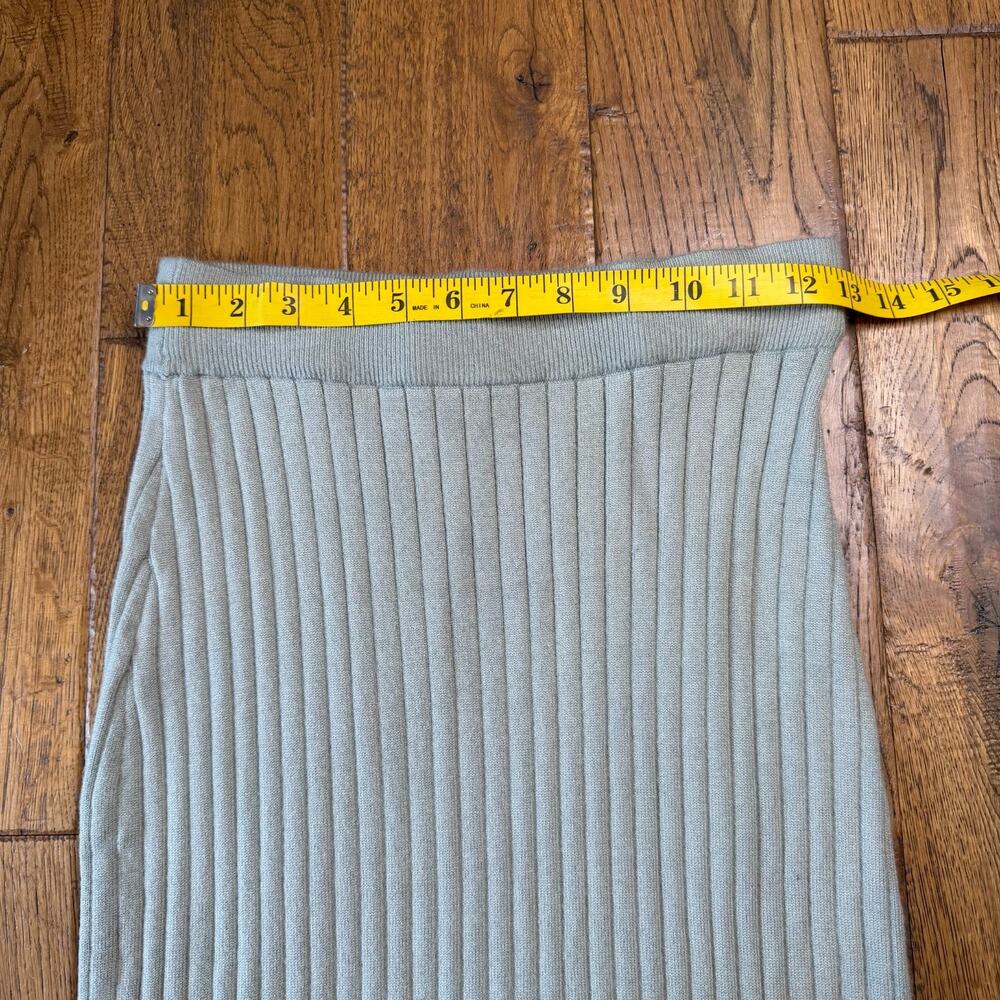 Abercrombie & Fitch Women’s Ribbed Sweater Midi Skirt Slit Sage Green S - Picture 2 of 6